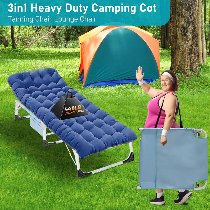 Docred Face down Folding Tanning Chair with Cushion,Oversized 5-Position Recliner, Detachable Pillow, Portable Chaise Lounge for Sunbathing, Beach, Pool, Camping