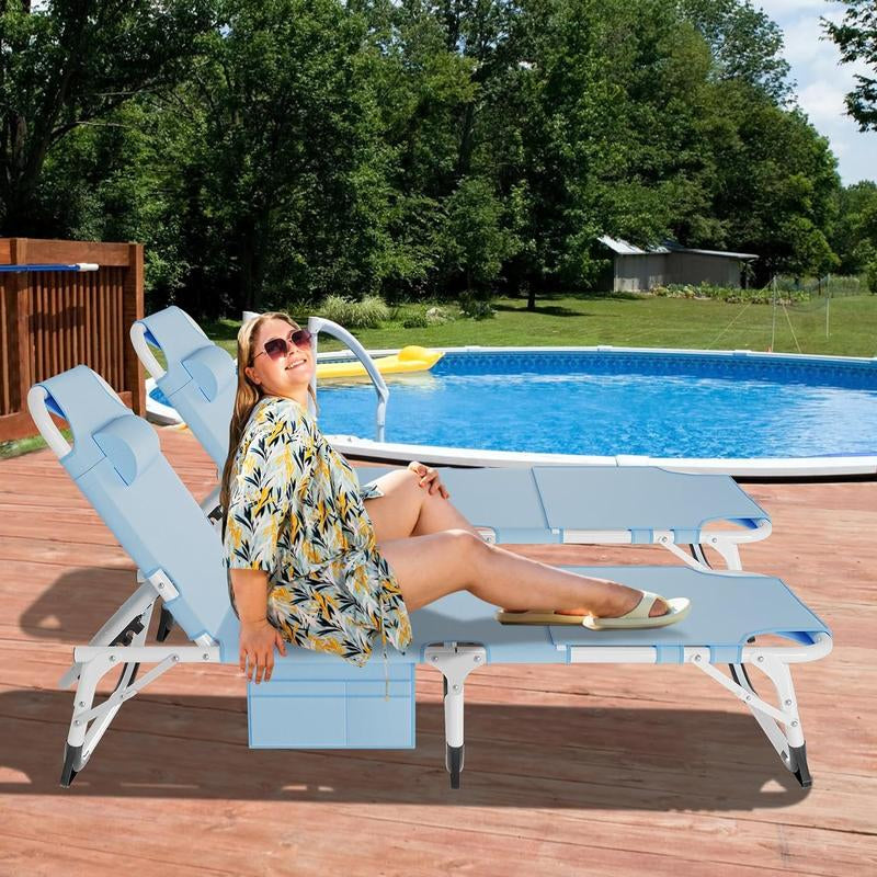 Docred Face down Folding Tanning Chair with Cushion,Oversized 5-Position Recliner, Detachable Pillow, Portable Chaise Lounge for Sunbathing, Beach, Pool, Camping